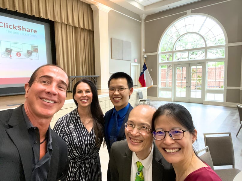 Colleyville Woman's Club Scholarship Recipient Eric Tong of Grapevine High School, Kathryn Dean, Frank Hague, and Eric's Parents, Mr. and Mrs. Tong