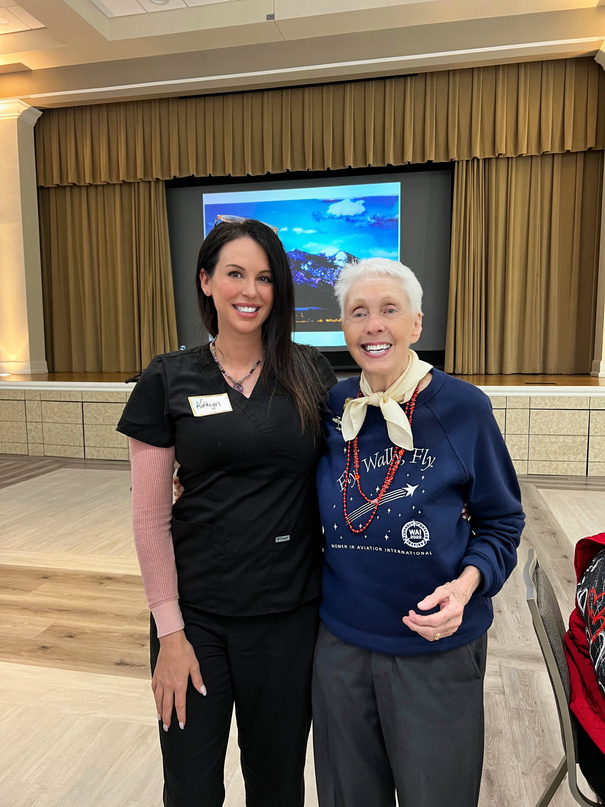 Kathryn Dean pictured with Colleyville Woman's Club Guest Speaker, Mercury 13 Astronaut, Wally Funk