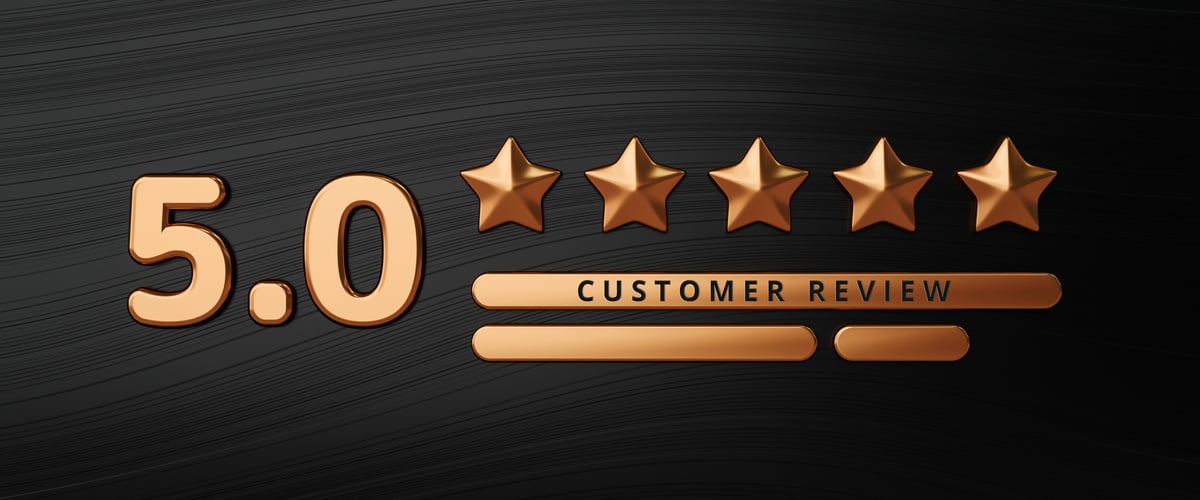 Five gold star rate review customer experience quality